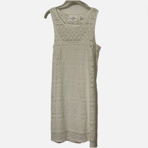 H&M Off white Cotton And Crochet/Lace Sleeveless Dress Size Medium - Picture 1 of 6
